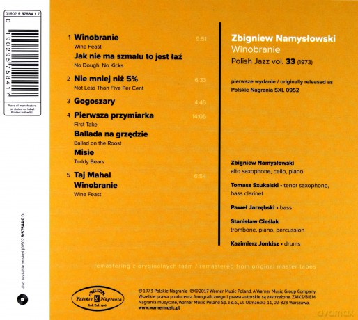 Zbigniew Namysłowski Quintet: Winobranie (Polish Jazz) [CD]
