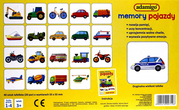 Gra memory mini - pojazdy