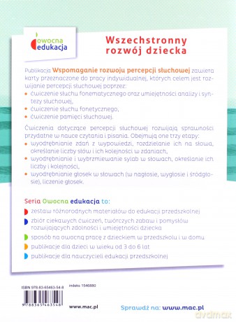 Owocna edukacja Szkoła podstawowa Wspomaganie rozwoju percepcji słuchowej [KSIĄŻKA]