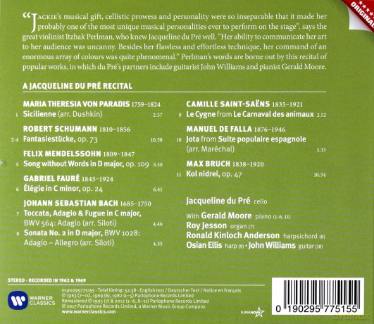 Jacqueline Du Pre & Gerald Moore & Roy Jesson & Ronald Kinloch Anderson & Osian Ellis & John Williams: A Jacqueline Du Pre Recital [CD]
