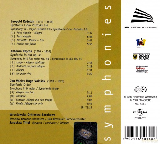 Wrocławska Orkiestra: Kozeluh/Rejcha/Vorisek Symphonies [CD]