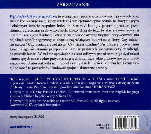 Pięć dysfunkcji pracy zespołowej. Opowieść o przywództwie - Patrick Lencioni [AUDIOBOOK]