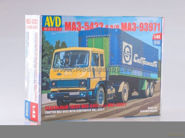MAZ-5432(old) Tractor Truck with Semitrailer MAZ-93971 model kit