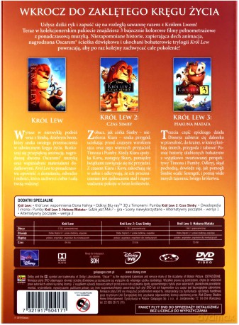Król Lew / Król Lew II: Czas Simby / Król Lew 3: Hakuna Matata Pakiet [3DVD]