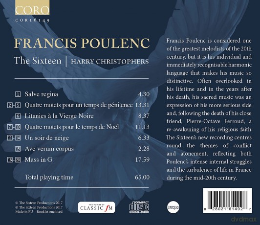 The Sixteen & Harry Christophers: Francis Poulenc: Mass in G / Un Soir de Neige / Litanies a la Vierge Noire [CD]