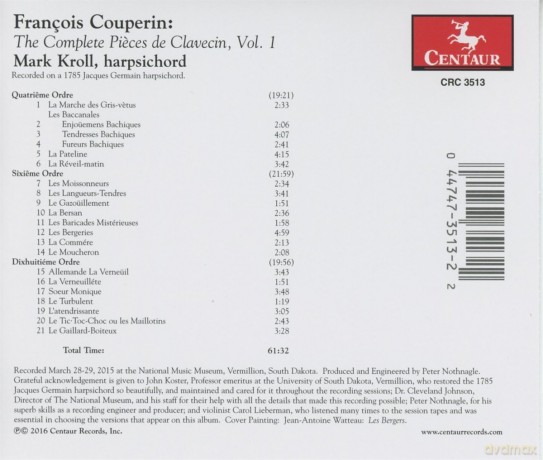 Mark Kroll: Francois Couperin: The Complete Pieces de Clavecin vol. 1 [CD]
