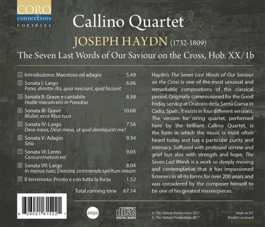 Callino Quartet: Joseph Haydn: The Seven Last Words of Our Saviour on the Cross [CD]