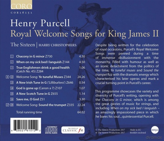 The Sixteen & Harry Christophers: Royal Welcome Songs for King James II [CD]