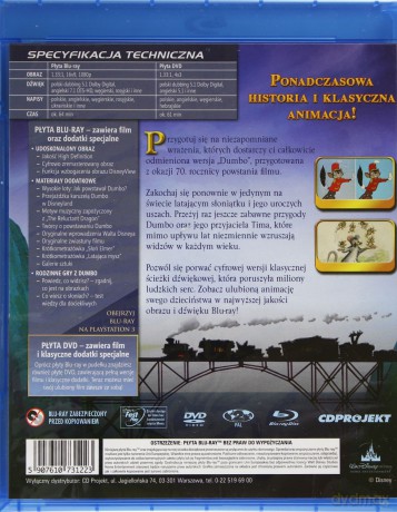 Dumbo edycja zremasterowana (Disney) Wydanie Rocznicowe [Blu-Ray]+[DVD]