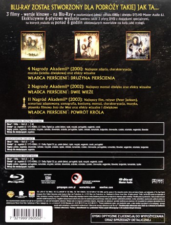Władca Pierścieni Trylogia: Drużyna Pierścienia / Dwie wieże / Powrót Króla Trylogia [BOX] [3xBlu-Ray]+[3DVD]