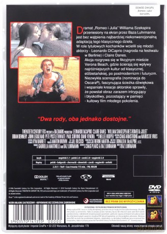 Romeo i Julia (polski lektor) [DVD]