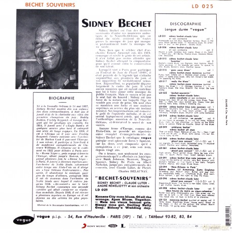 Sidney Bechet & Claude Luter: Bechet Souvenir [Winyl]