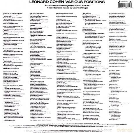 Leonard Cohen: Various Positions [Winyl]