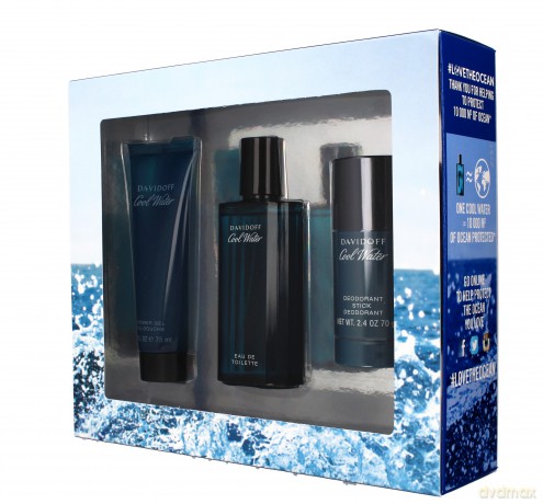 Davidoff Cool Water Men Zestaw prezentowy (woda toaletowa 75 ml+deo sztyft 75 ml+żel p/prysznic 75 ml)