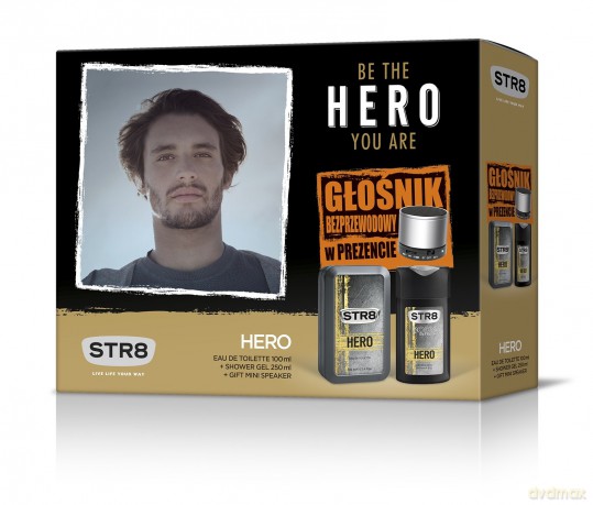 STR 8 Hero Zestaw prezentowy (woda toaletowa 100 ml+żel pod prysznic 250 ml+głośnik)