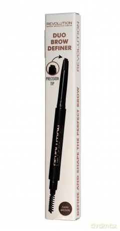 Makeup Revolution Duo Brow Definer Kredka do brwi + szczoteczka Dark Brown 1 szt