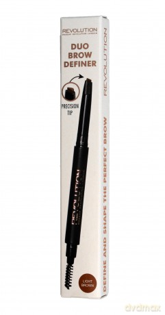 Makeup Revolution Duo Brow Definer Kredka do brwi + szczoteczka Light Brown 1 szt