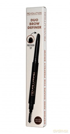Makeup Revolution Duo Brow Definer Kredka do brwi + szczoteczka Medium Brown 1 szt