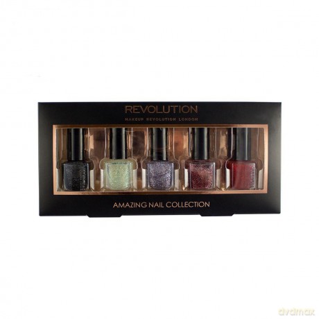 Makeup Revolution Nail Collection Zestaw lakierów do paznokci Essential glitter 1op.-5 szt