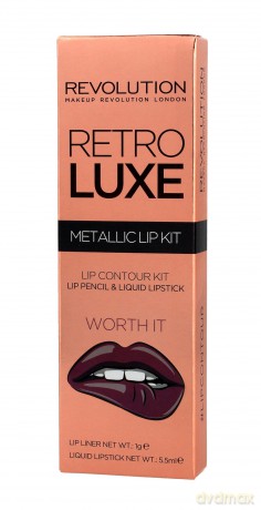 Makeup Revolution Retro Luxe Metallic Lip Kit Zestaw do ust (konturówka +błyszczyk) Worth It 1op.