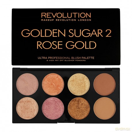 Makeup Revolution Ultra Blush Palette 8 Zestaw do konturowania twarzy golden Sugar 2 Rose gold 13 g