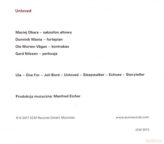 Maciej Obara Quartet: Unloved [CD]
