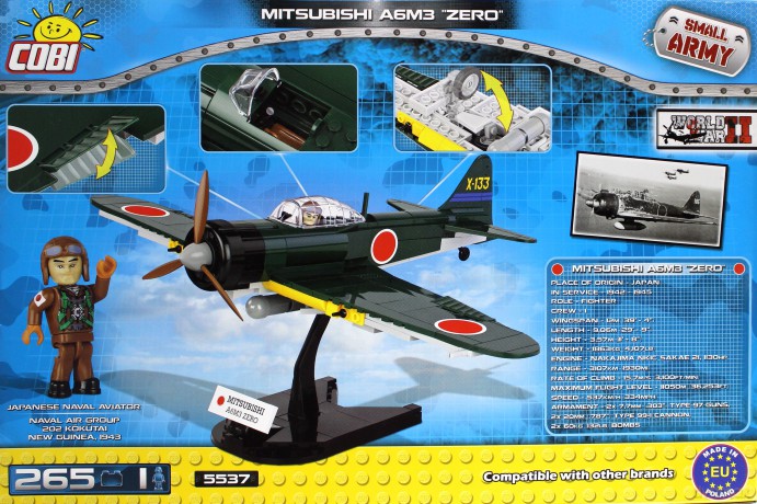 Armia 265 el. Mitsubishi A6M3 Zero - myśliwiec japoński [KLOCKI]