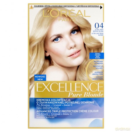 Loreal Excellence Creme Pure Blonde Krem koloryzujący 04 Ultra Jasny Beżowy Blond 1 op.