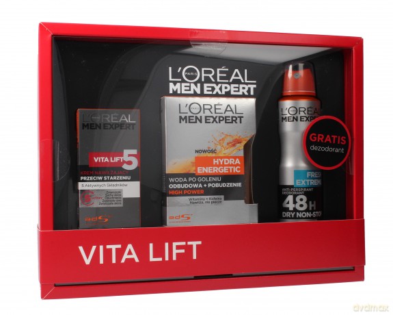 Loreal Zestaw prezentowy Men Vita Lift (woda po goleniu 100 ml+krem nawilżający 50 ml+deo spray 150 ml)