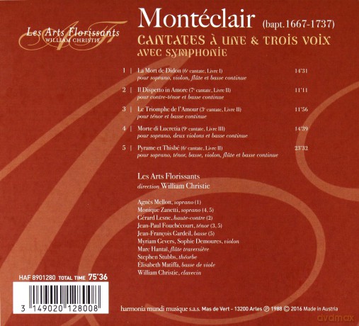 Monteclair: Cantates La Mort De Didon (digipack) [CD]
