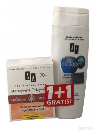 AA Technologia Wieku 70+ Duo Krem intensywnie regenerujący 50 ml+ Płyn micelarny 200 ml gratis