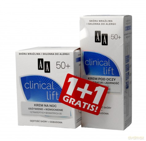 AA Clinical Lift 50+ Duo Krem na noc odżywczo-wzmacniający 50 ml + Krem pod oczy 15 ml gratis