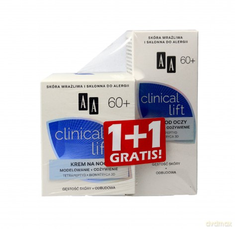AA Clinical Lift 60+ Duo Krem na noc modelująco-odżywczy 50 ml + Krem pod oczy 15 ml gratis
