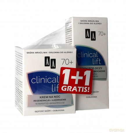 AA Clinical Lift 70+ Duo Krem na noc regenerująco-ujędrniający 50 ml + Krem pod oczy 15 ml gratis