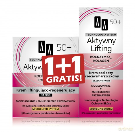 AA Technologia Wieku 40+ Multiregeneracja Duo Krem na noc 50 ml+krem pod oczy 15 ml gratis