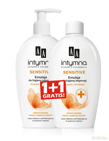 AA Intymna Duo Emulsja do higieny intymnej Sensitive 300 ml+zapas 300 ml