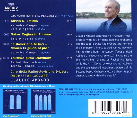 Claudio Abbado: Pergolesi:Missa S.Emidio [CD]
