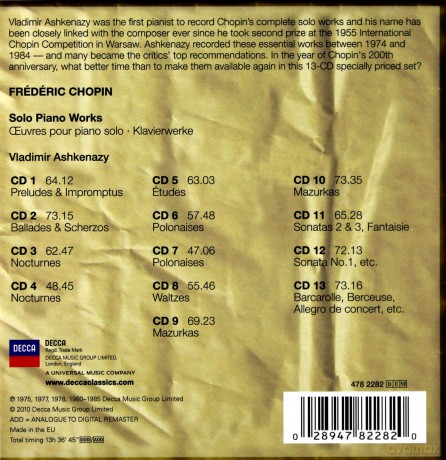 Vladimir Ashkenazy: Chopin Piano Works Collectors Edition [13CD]