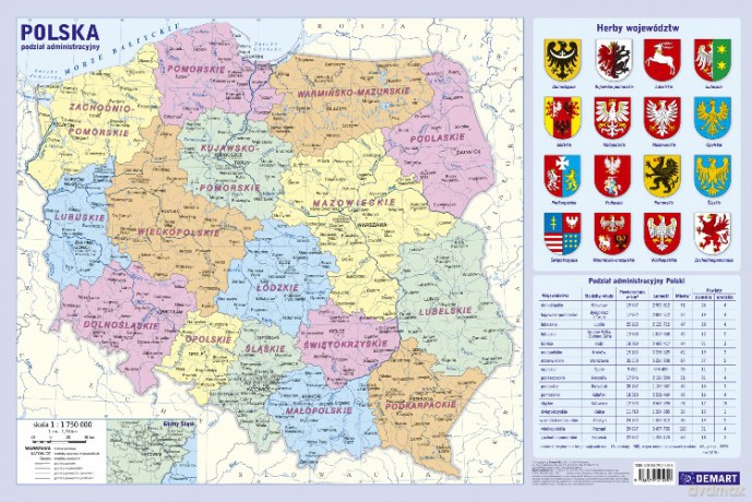 Podkładka Polska. Podział administracyjny