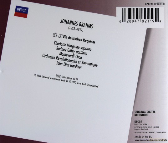 Gardiner: Brahms: Ein Deutsches Requiem [CD]