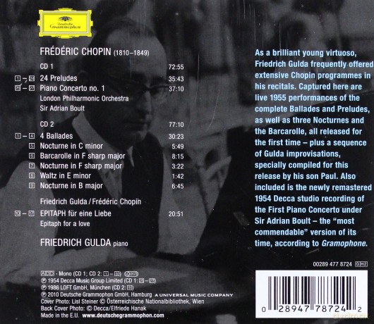 Gulda,Friedrich: Chopin (Preludes, Ballades, Concerto 1) [2CD]