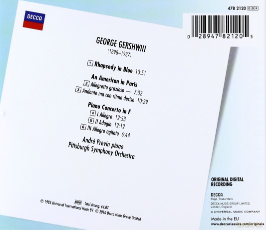 Andre Previn: Gershwin: Rhapsody In Blue, Piano Concerto [CD]