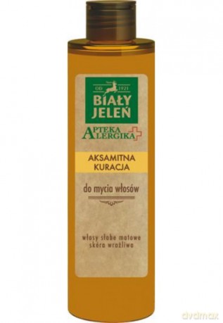 Biały Jeleń Apteka Alergika Aksamitna kuracja do mycia włosów słabych,matowych 250 ml