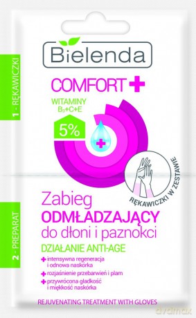 Bielenda Comfort + Zabieg odmładzający do dłoni i paznokci z rękawiczkami 10 ml
