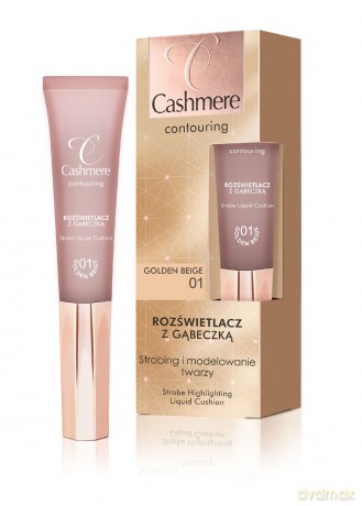 Dax Cosmetics Cashmere Contouring Rozświetlacz z gąbeczką nr 01 Golden Beige 15 ml