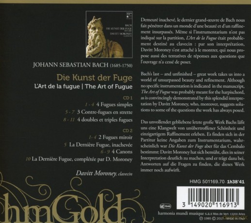 Bach: Die Kunst Der Fuge Davitt Moroney (digipack) [2CD]