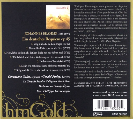 Brahms: Ein Deutches Requiem Philippe Herreweghe (digipack) [CD]