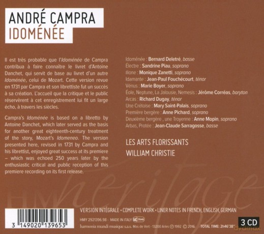 Andre Campra: Idomenee (digipack) [3CD]