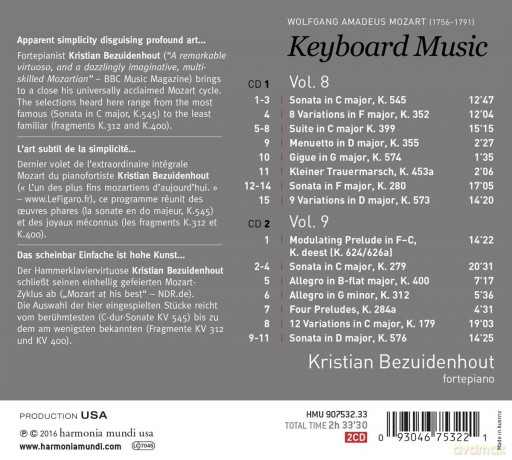 Mozart: Keyboard Music vol. 8 & 9 Bezuidenhout (digipack) [2CD]