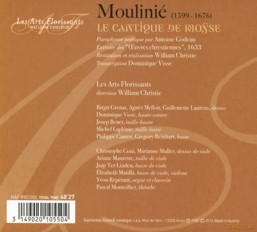Moulinie: La Cantique De Moyse (digipack) [CD]